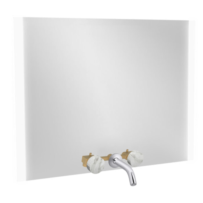 Miroir 3 trous 120 cm + mélangeur lavabo encastré 3 trous Grands Boulevards marbre envoûtant et chromé