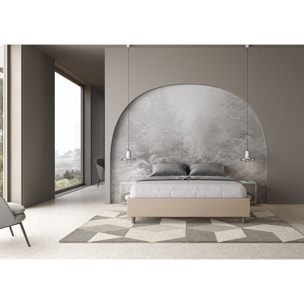 Letto matrimoniale con rete imbottito 160x210 similpelle tortora Azelia