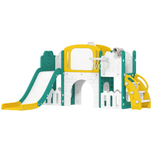 Portique aire de jeu enfant 7 en 1 HDPE blanc jaune vert
