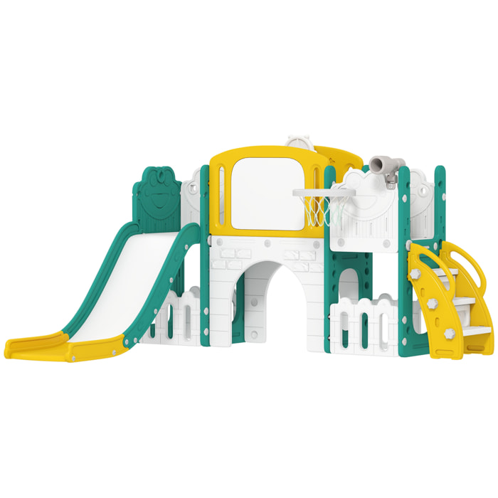 Portique aire de jeu enfant 7 en 1 HDPE blanc jaune vert