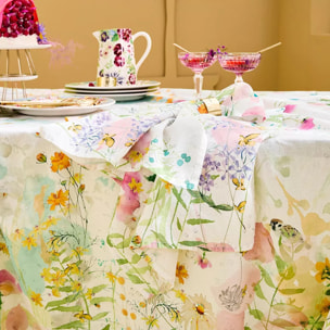 Serviette lin & coton lavé 150 g/m² imprimé rose vert Rosee du matin printemps