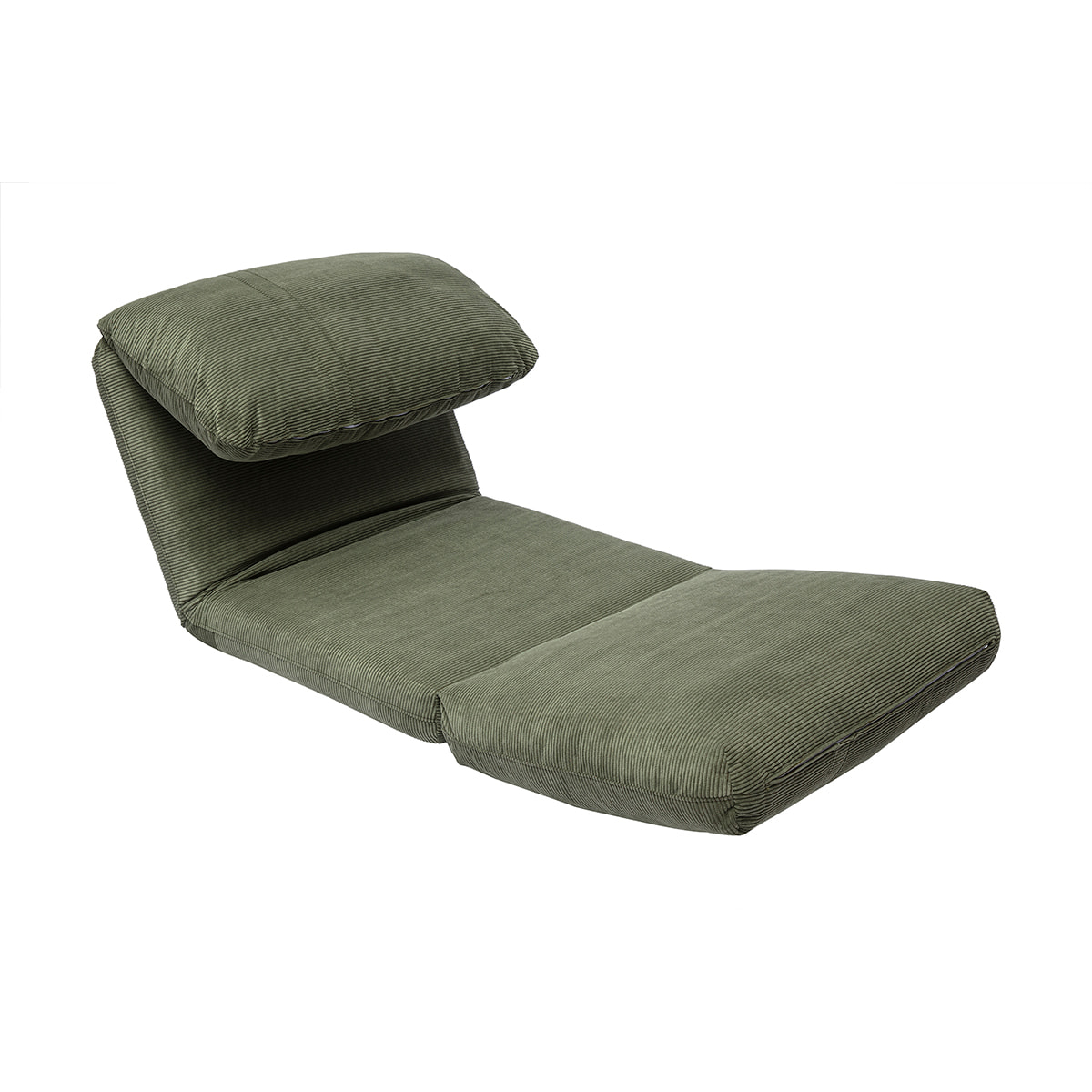Chauffeuse 1 place convertible en tissu velours côtelé vert kaki SPENCER