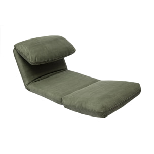 Chauffeuse 1 place convertible en tissu velours côtelé vert kaki SPENCER