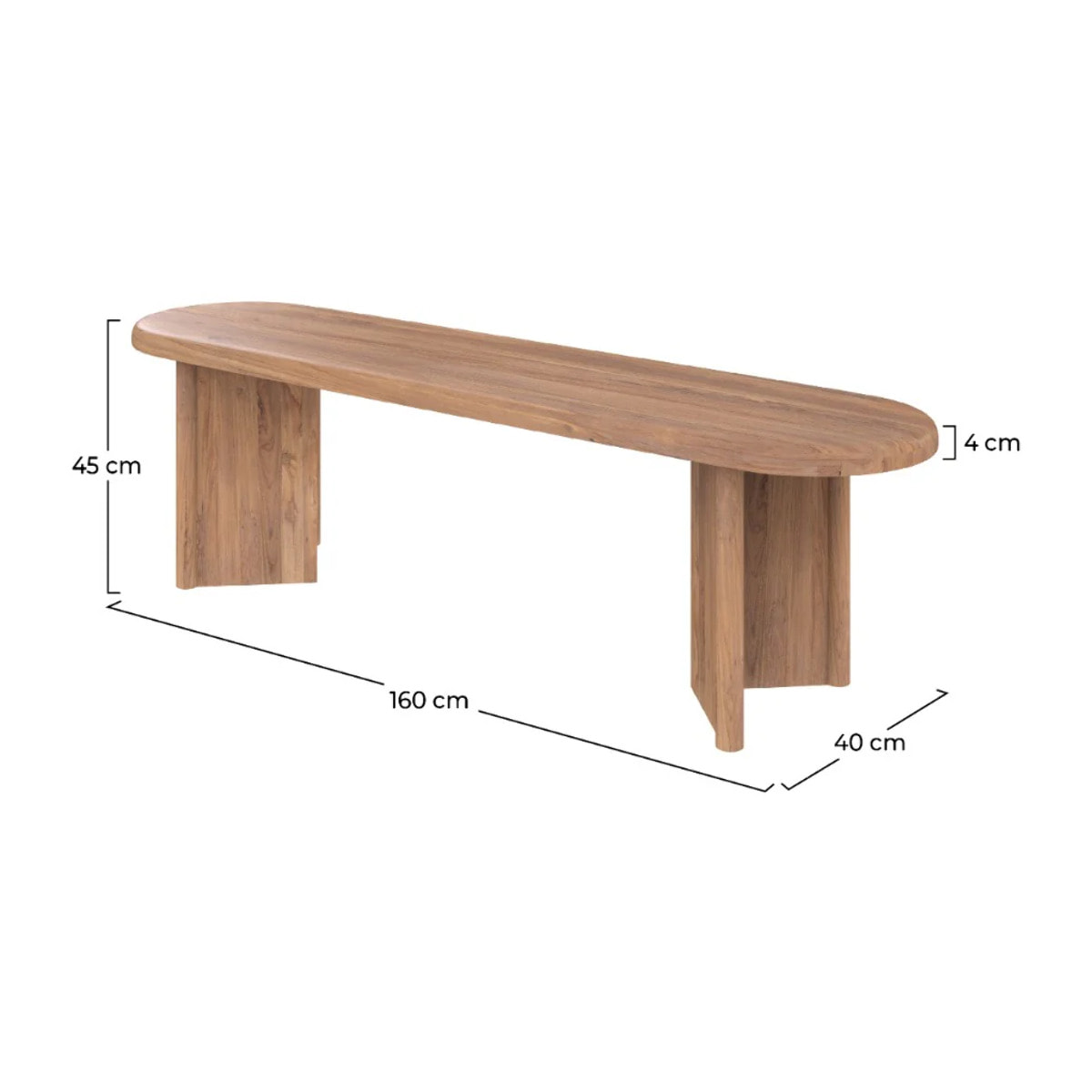 Banc 3 places en bois de teck recyclé 160 cm - Bana