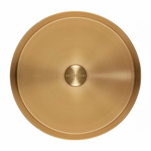 Vasque à poser 38 x 38 x 11 cm Aurum doré brossé en acier inoxydable avec bonde incluse sans trop-plein (SATAUR3838BG)