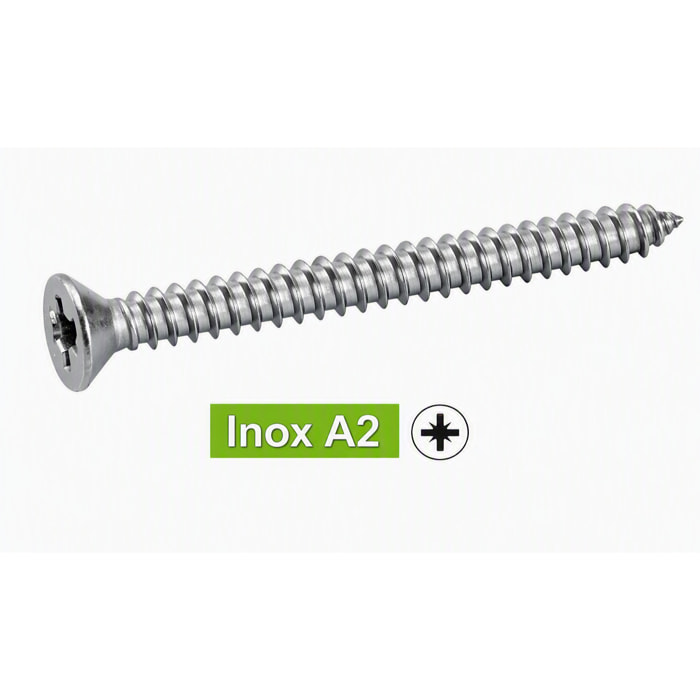 Vis à tôle tête fraisée pozidrive forme C - Inox A2 - Ø 4,8 x 50 mm - BTE 200 - ACTON - 624084.8X50