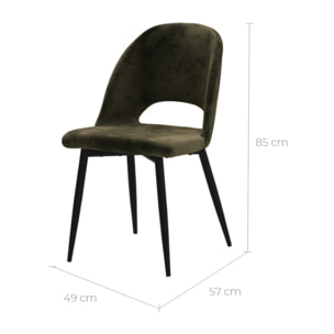 Lot de 2 chaises en velours vert et pieds en métal noir - Pénélope