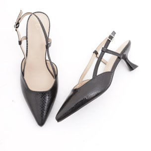 SLINGBACK SNAKE CHOCOLA' NERO