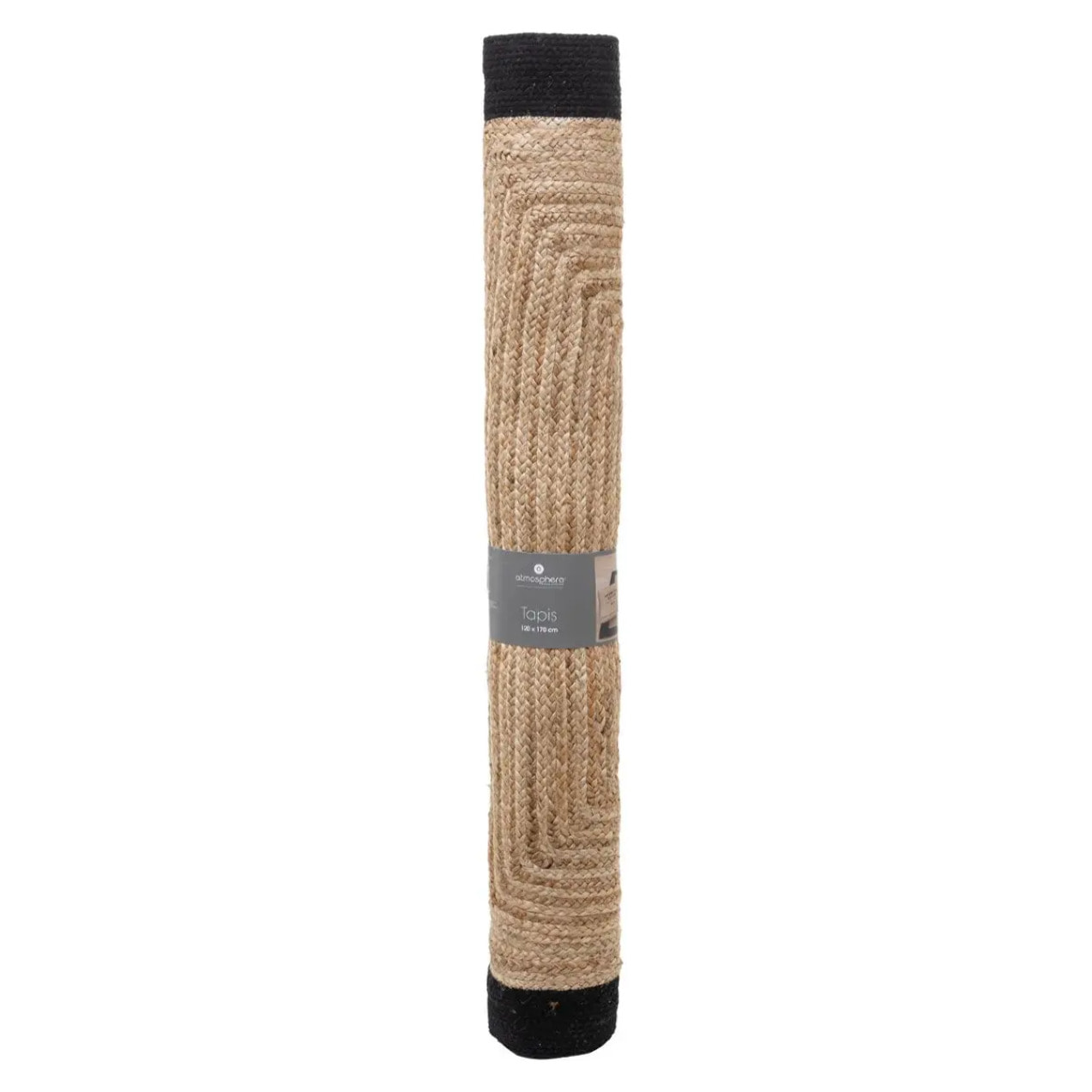 Tapis "Kahi" en jute bord noir 120x170cm