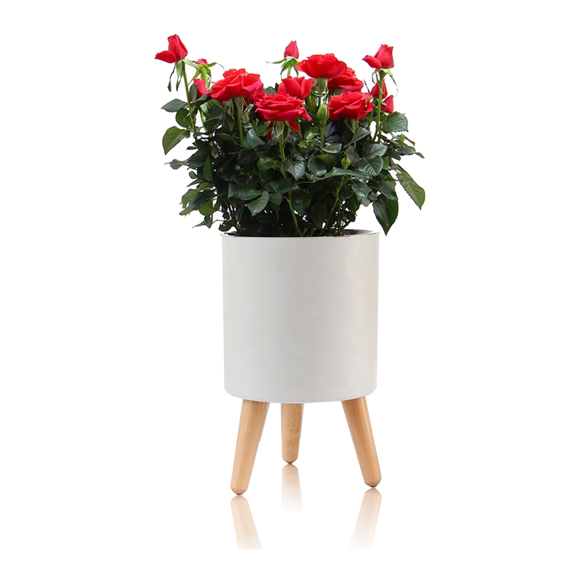 Pot de fleurs à réserve d’eau Tomasucci CALLA, en bois, blanc, 19 × 19 × 33 cm
