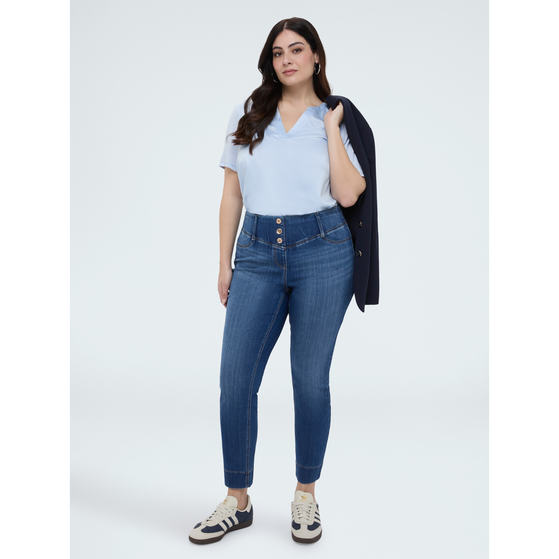 Fiorella Rubino - Camiseta bimaterial en mezcla de viscosa - Light - blue