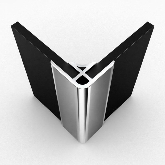 Profilé Mural d'Angle en Aluminium Chrome H250 cm compatible avec WALL'IT et STONE'IT