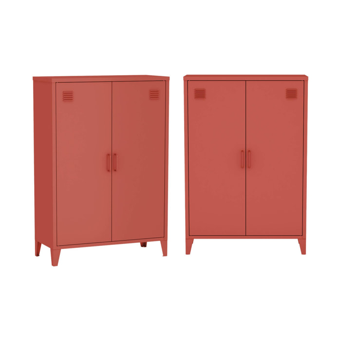 Commode/armoire métal 2 portes (lot de 2) SOHO
