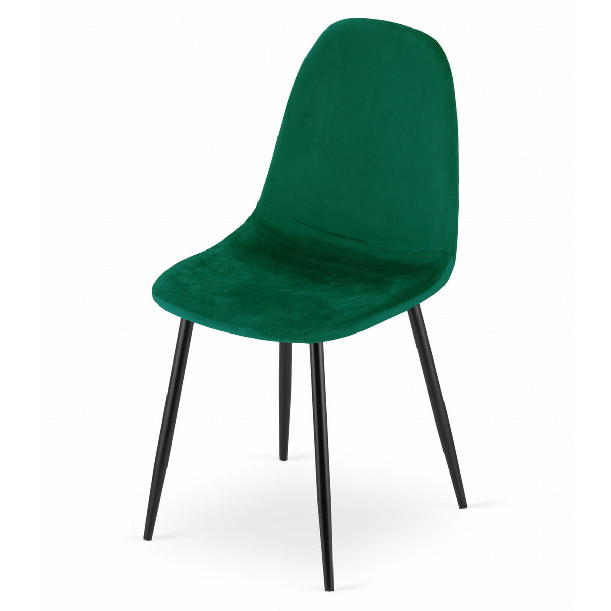 Set di 3 sedie Como in velluto verde bosco e gambe nere
