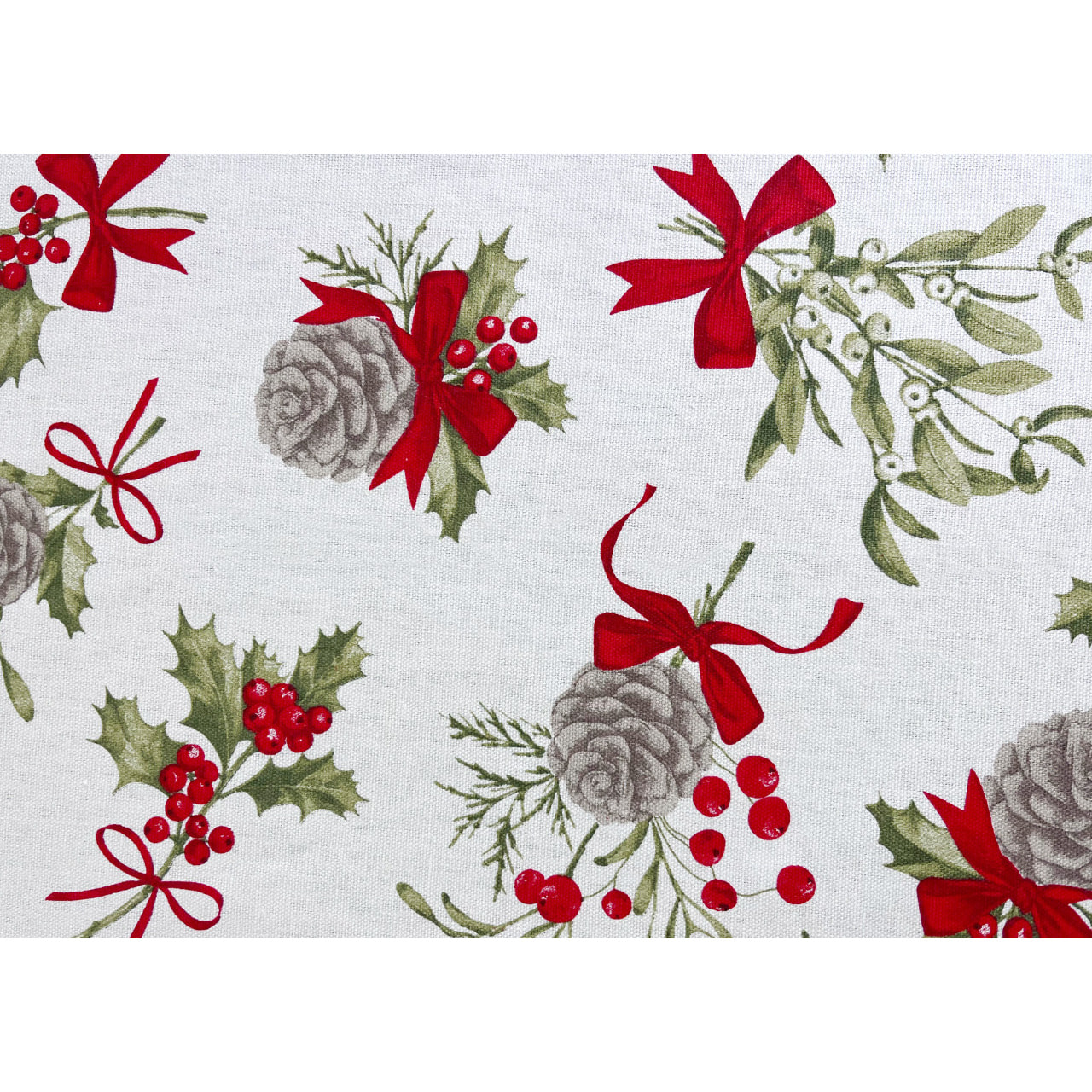 Tovaglia Natalizia in 100% Cotone Made In Italy Fantasia Pigne