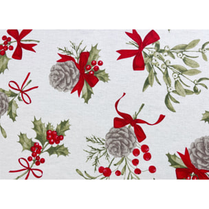 Tovaglia Natalizia in 100% Cotone Made In Italy Fantasia Pigne