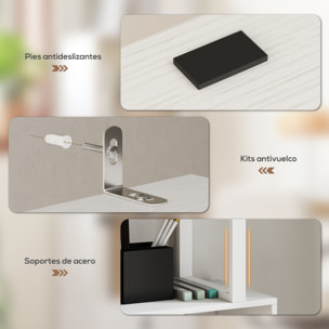 Librería de 5 Niveles en Forma de S Estantería de Libros con 5 Estantes y 2 Puertas para Sala de Estar Oficina Estudio Dormitorio 60x23,8x179,2 cm Blanco