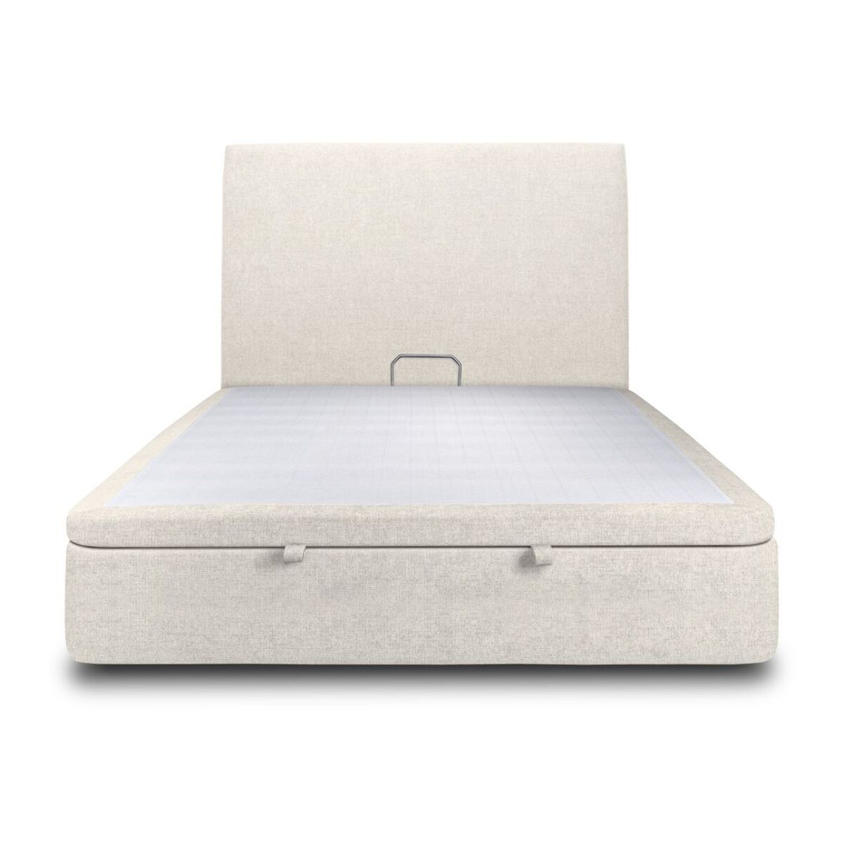 Lit avec sommier et tête de lit lisse - Toile nattée au style contemporain - Adapté à tous les matelas, montage rapide - Design épuré - Hauteur Totale : 39 cm
