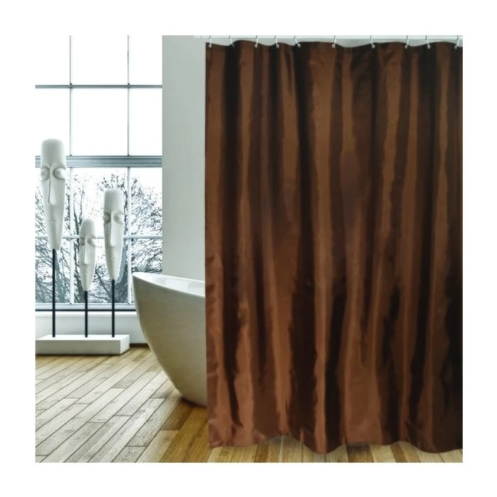 Rideau de douche Polyester 180x200cm Chocolat - Anneaux inclus MSV