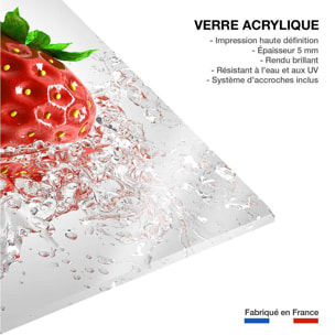 Tableau fraise et goutte d'eau Tableau plexiglas