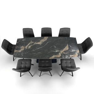 Table à manger extensible Tomasucci SAFIR, en céramique effet marbre noir, 140/170/200 × 89 × 77 cm