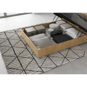 Cama con almacenaje 140x190 con cabecera inclinadade listones roble natural Ankel