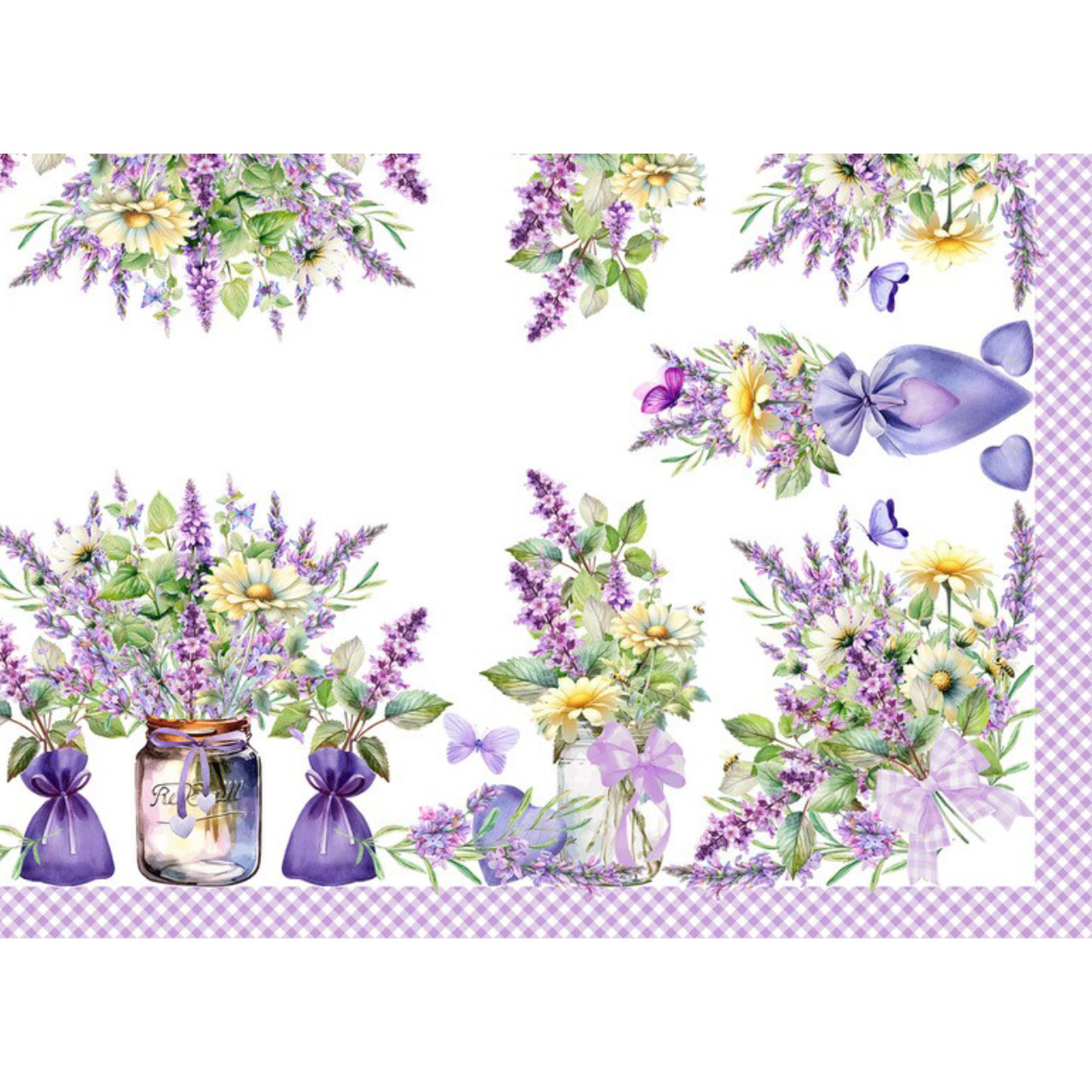 Tovaglia Stampa Digitale 100% Cotone Disegno Lavanda