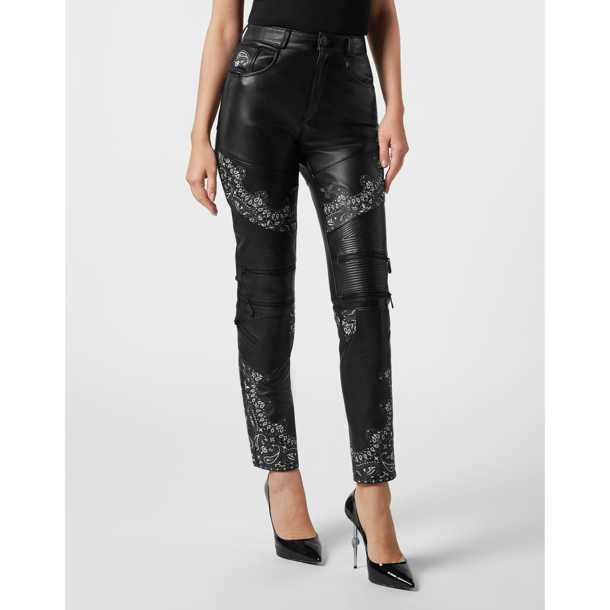 PHILIPP PLEIN Leather Trousers PAISLEY