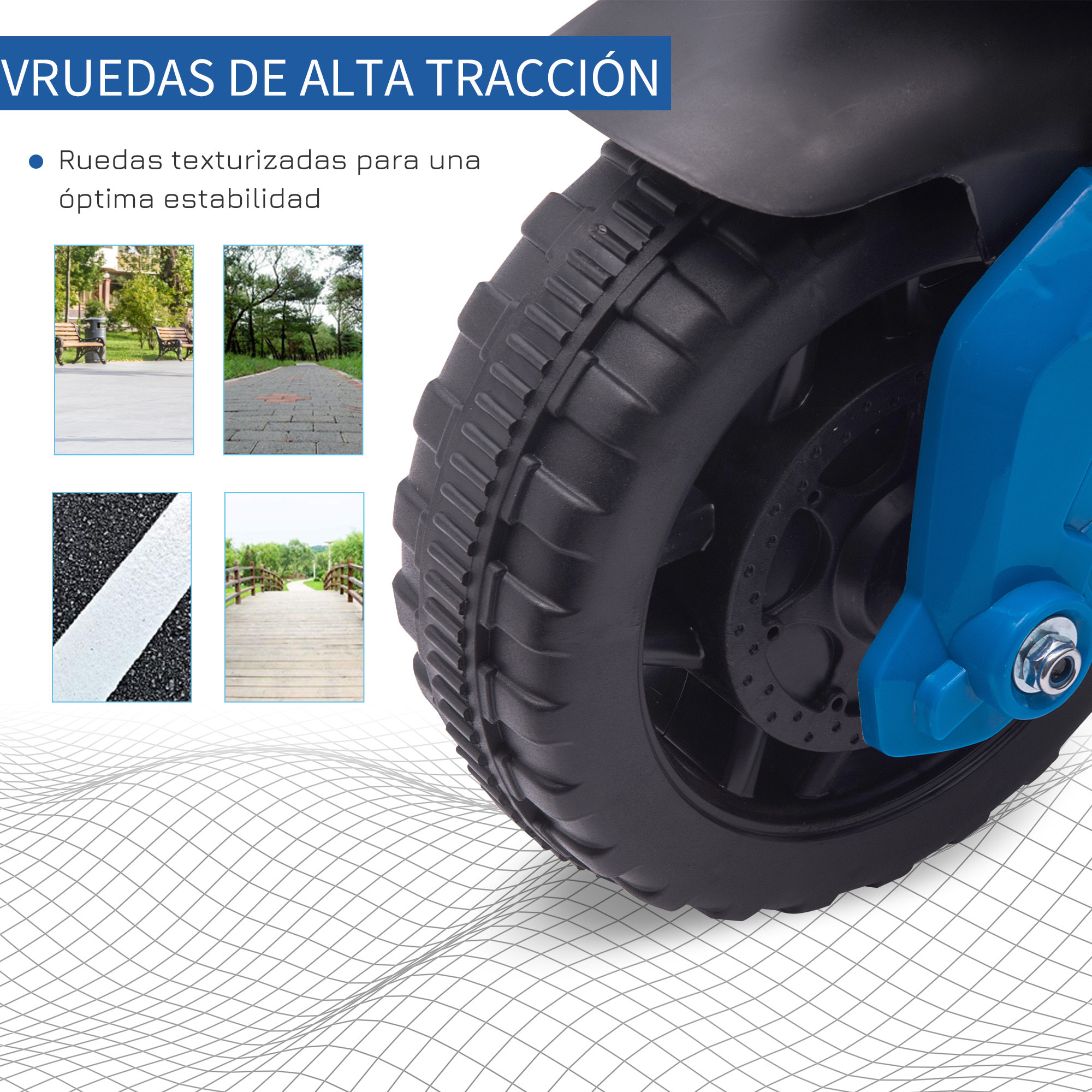 Moto Eléctrica para Niños de 18-48 Meses Motocicleta de Batería 6V con Faros Bocina 2 Ruedas de Equilibrio y Velocidad 3 km/h Carga 25 kg 88,5x42,5x49 cm Azul y Negro