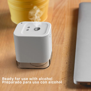 Dispensador inteligente automático por infrarojos nebulizador vertical para hidrogel alcohólico de 50ml con bateria recargable 1800 mah.