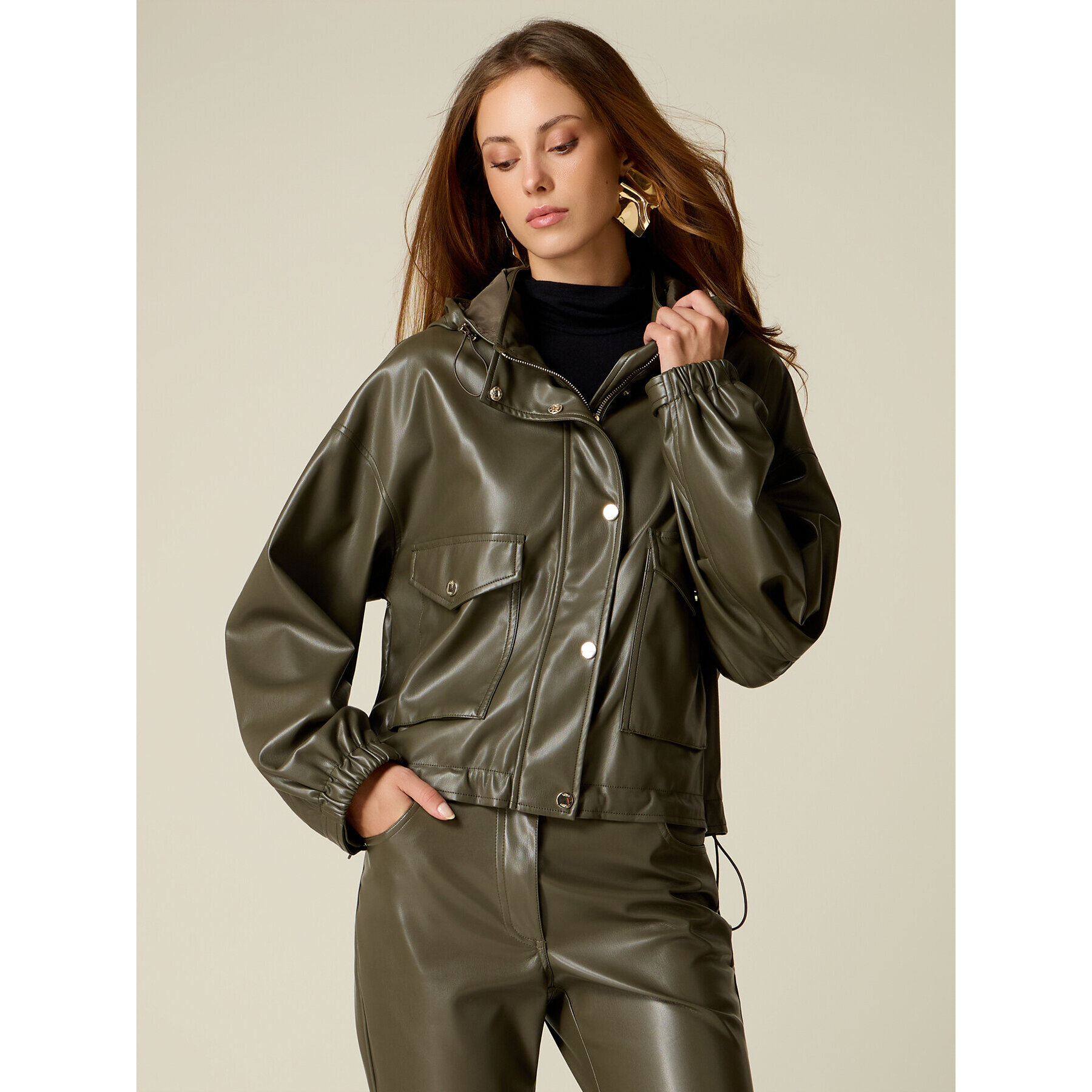 Oltre - Giubbotto con cappuccio e tasche - Verde militare