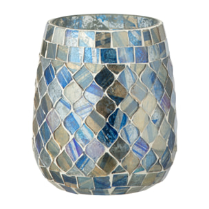 J-Line bougeoir Mosaïque - verre - gris bleu