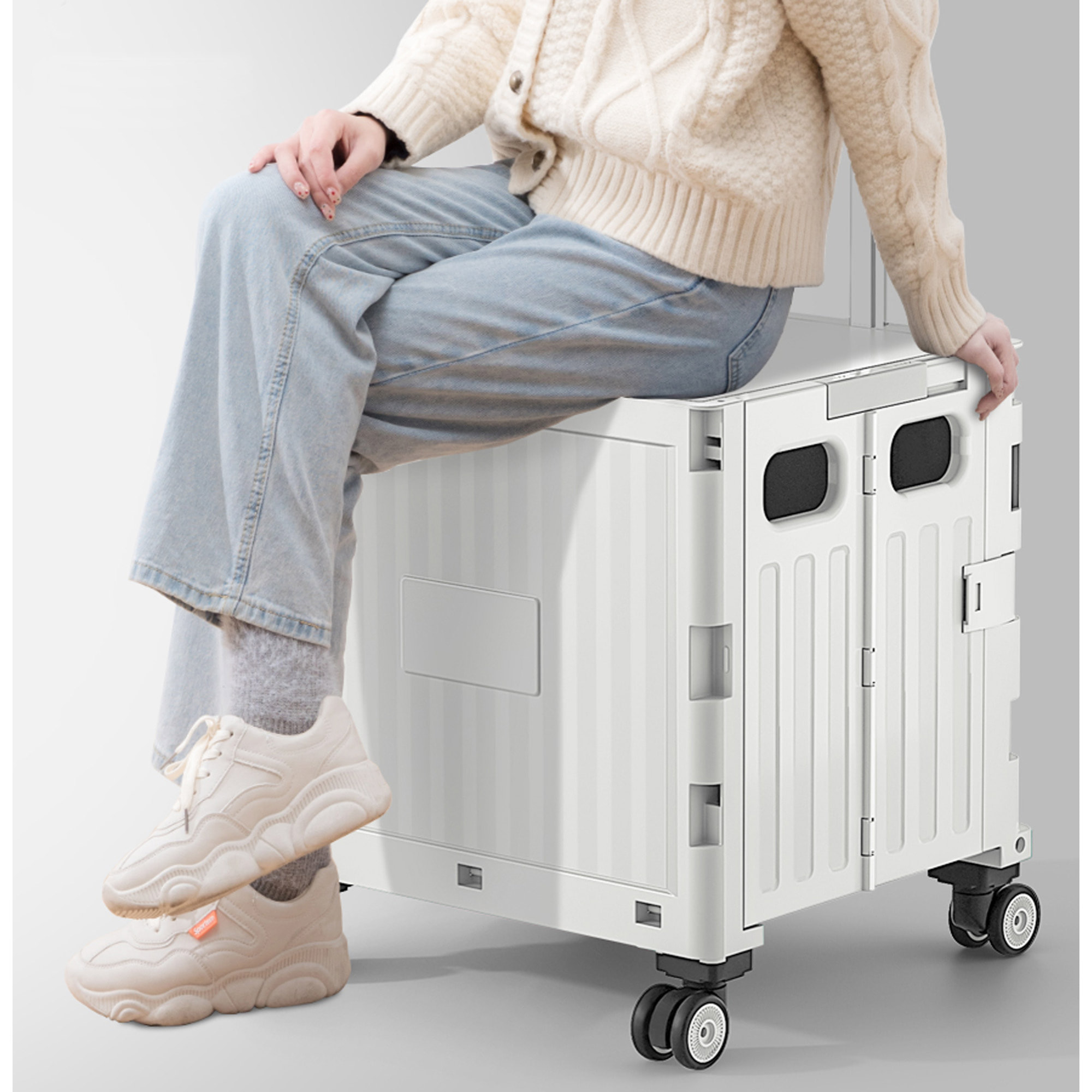 Carrito de almacenaje Plegable 41 × 34,4 × 96,5 cm con 4 ruedas giratorias de 360º color Gris-42L
