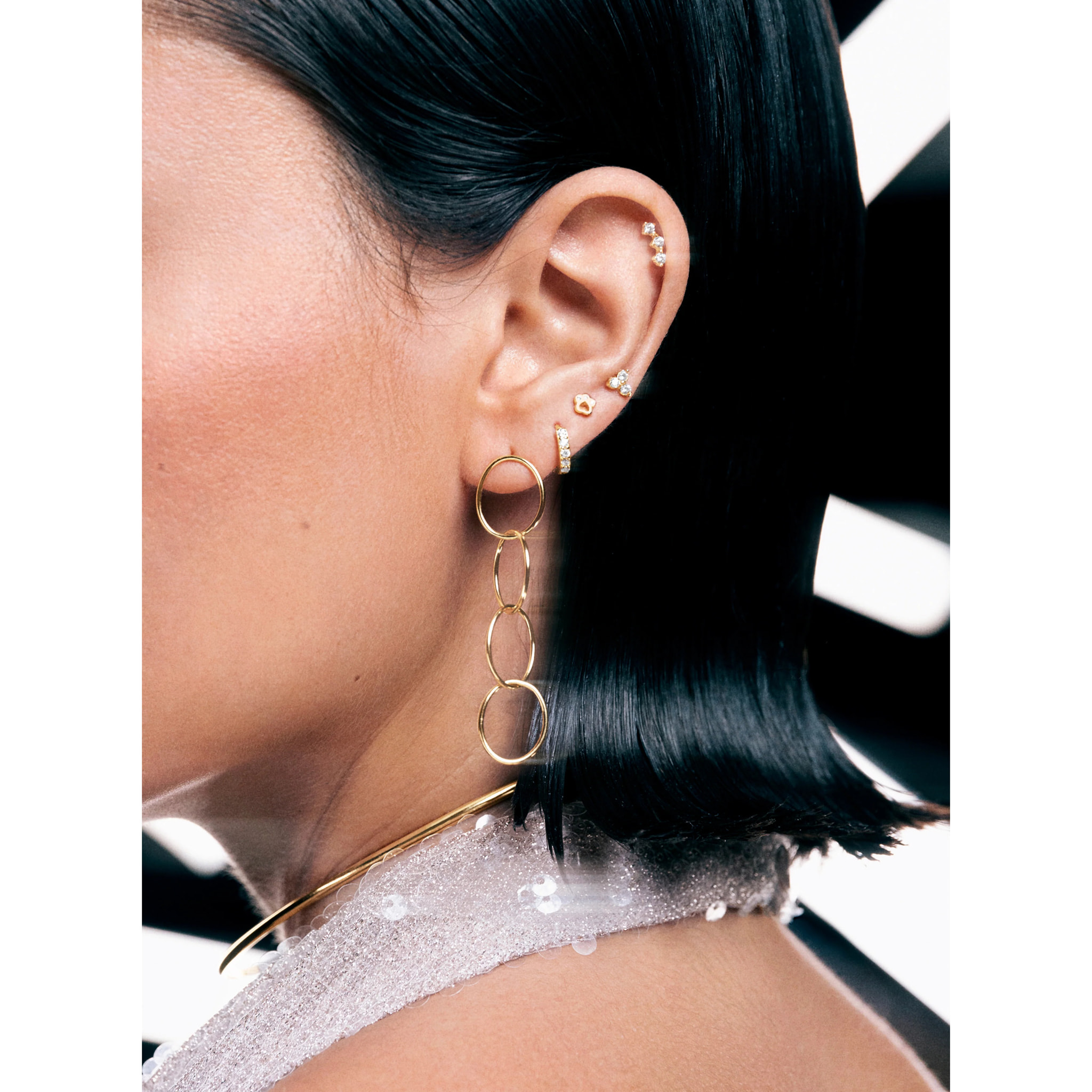 Orecchino Singolo Mini Paw Argento Placcato Oro