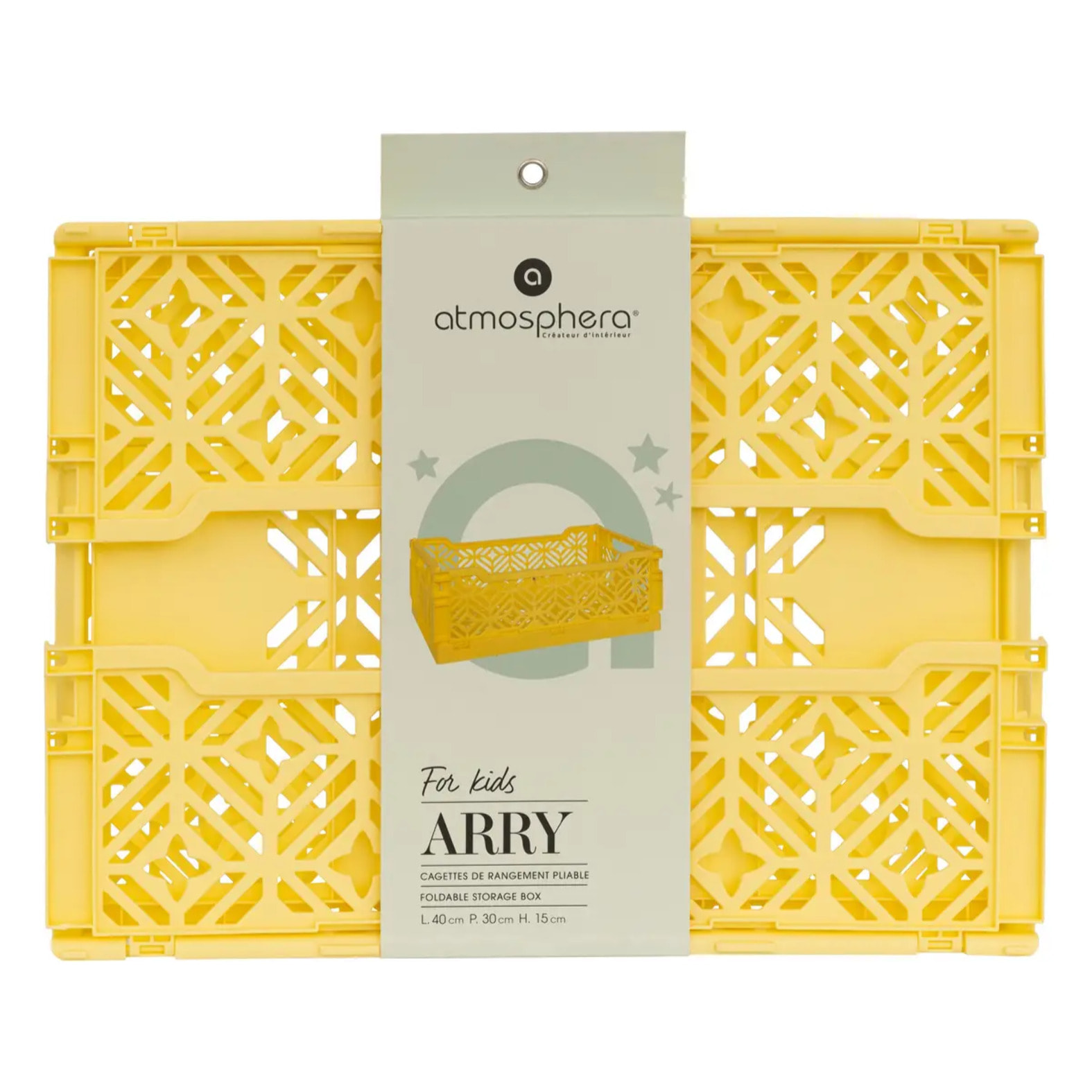 Cagette pliante "Arry" jaune 40x30x15cm