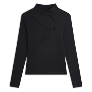 Maglia manica lunga in costina slim fit e dettaglio cut-out
