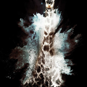 Affiche wild explosion girafe Affiche sous cadre noir