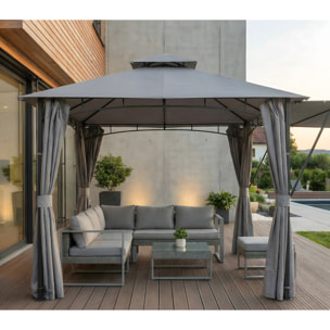 Tonnelle 3x3m - acier - gris anthracite - MERIDA