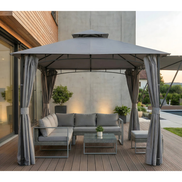 Tonnelle 3x3m - acier - gris anthracite - MERIDA