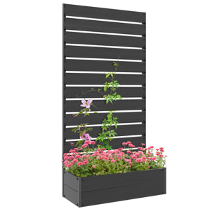 Jardinière treillis haut H.180 cm aluminium composite noir effet bois