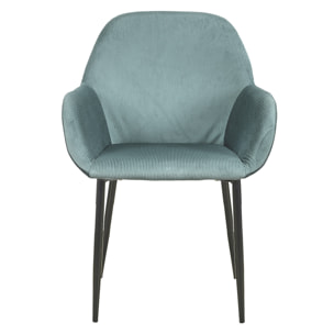 Fauteuil Giulia Bleu Canard Velours Cotele - Lot De 2