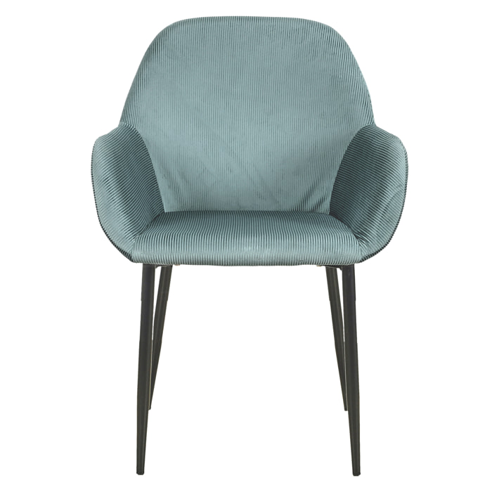 Fauteuil Giulia Bleu Canard Velours Cotele - Lot De 2