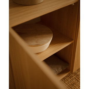 Buffet avec 3 portes en bois de placage de chêne naturel de 160x40cm Hauteur: 85 Longueur: 160 Largeur: 40
