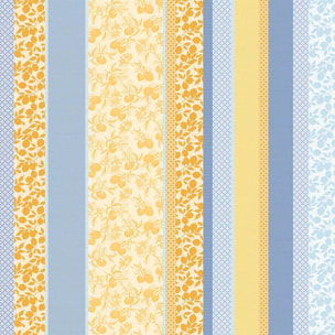 Nappe pur coton 220 g/m² motif jacquard bleu jaune Mille citrons provence