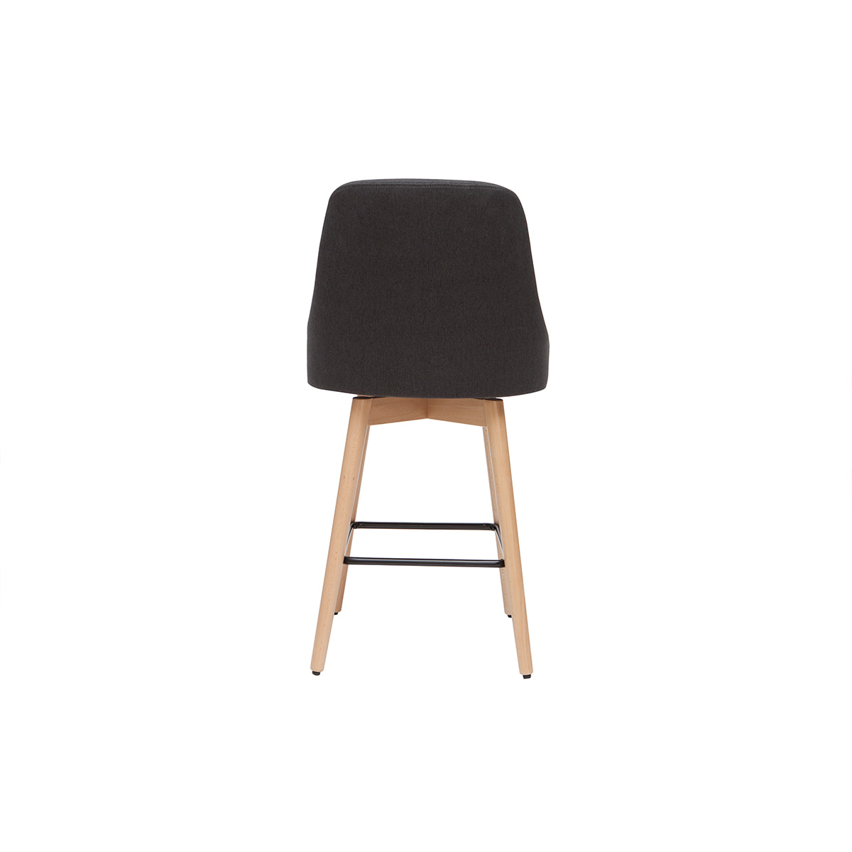 Tabourets de bar scandinaves pivotants 360° en tissu gris foncé et bois hêtre massif H65 cm (lot de 2) HASTA