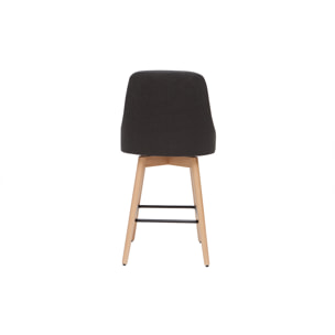 Tabourets de bar scandinaves pivotants 360° en tissu gris foncé et bois hêtre massif H65 cm (lot de 2) HASTA