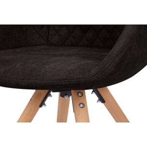 Set di 2 sedie Chadwick in velluto nero con gambe in faggio