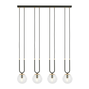 Lampada a sospensione GLAM in acciaio nero e vetro