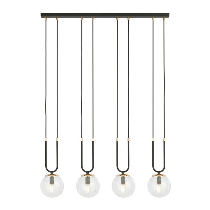 Lampada a sospensione GLAM in acciaio nero e vetro