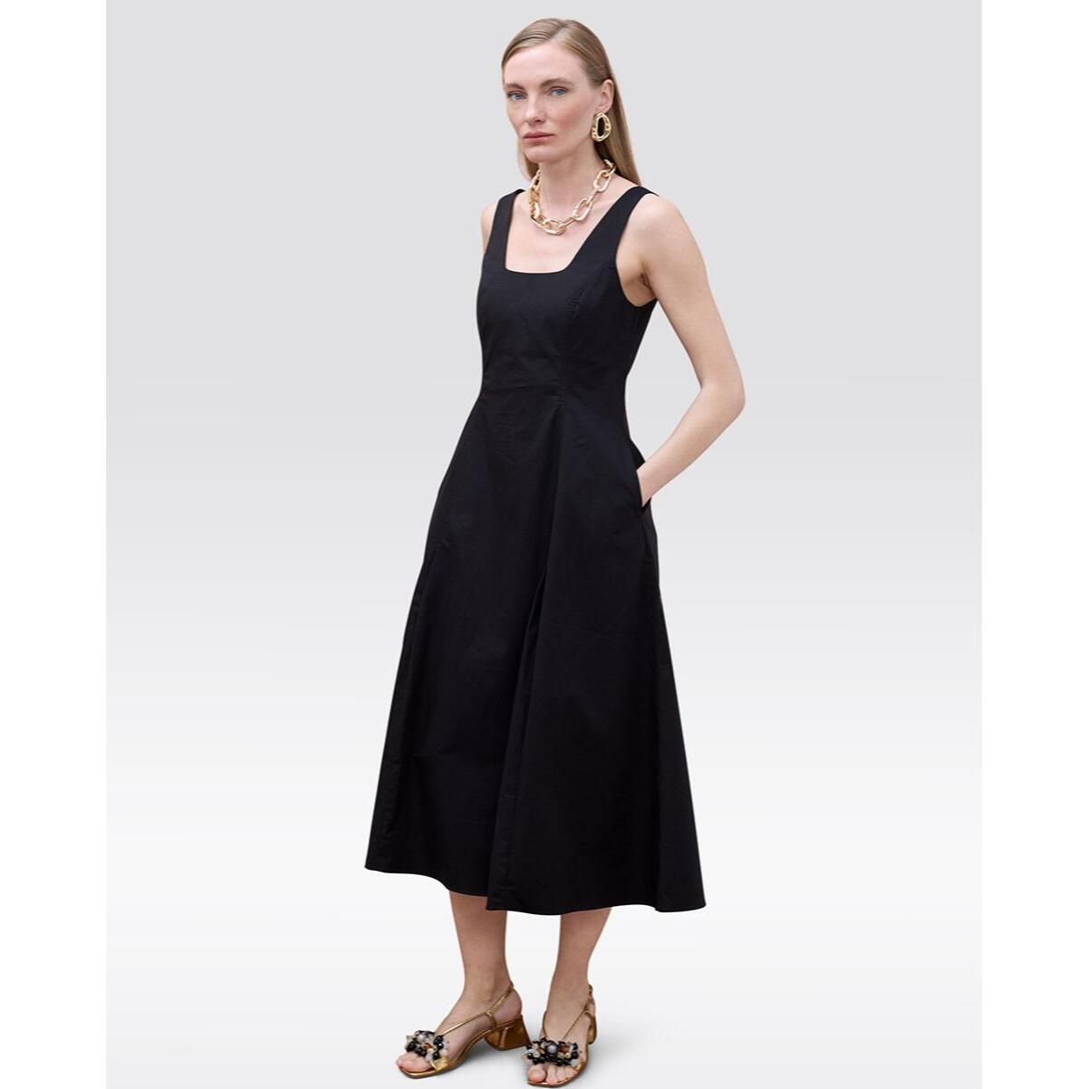 abito aderente in popeline con spalline